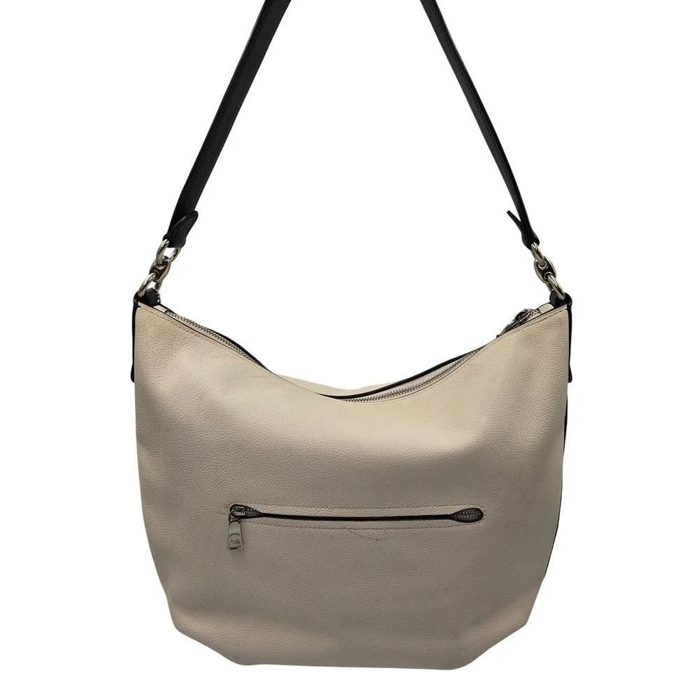 Coach Skylar Hobo Bag Chalk White Black Pebbled Leather Shoulder Bag